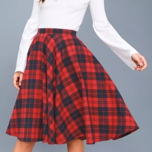 LULU'S PLAID FLANNEL MIDI SKIRT